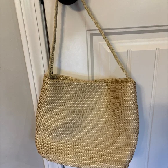 FALOR FIRENZE Luxury Designer Beige Woven Leather Hobo Bag Made In Italy - Picture 2 of 5